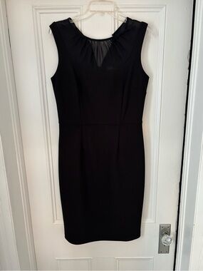 Taylor Black Sleeveless Midi Dress with Sheer Top